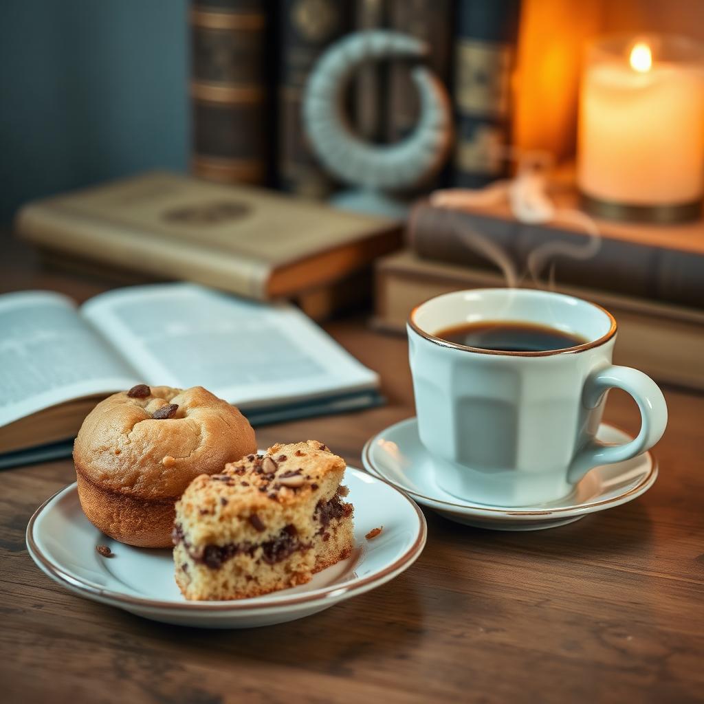 Fresh coffee cake beside a warm mug
